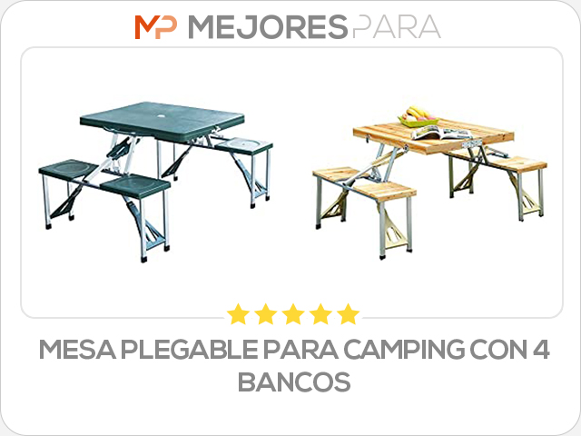 mesa plegable para camping con 4 bancos