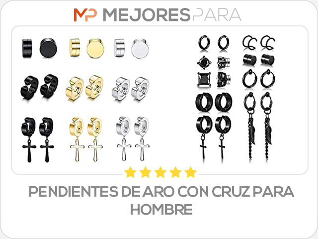 pendientes de aro con cruz para hombre