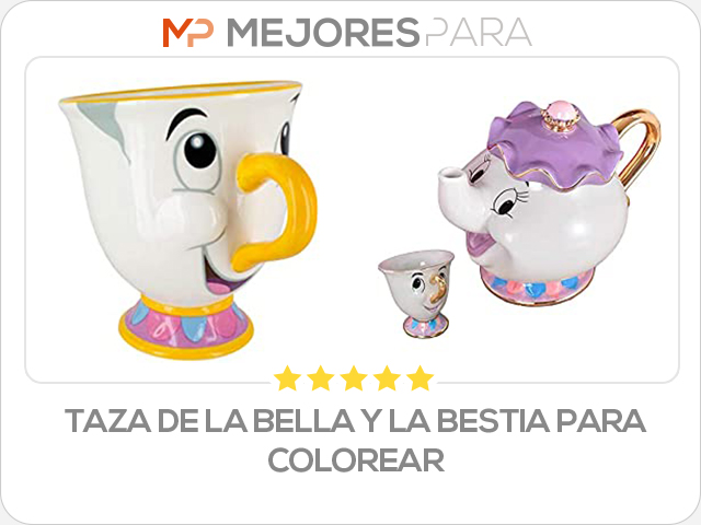 taza de la bella y la bestia para colorear
